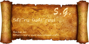 Sáry Györgyi névjegykártya